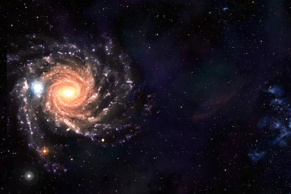 Przestrzeń tła mgławicy galaktyki spiralnej i pola gwiazd — Zdjęcie stockowe