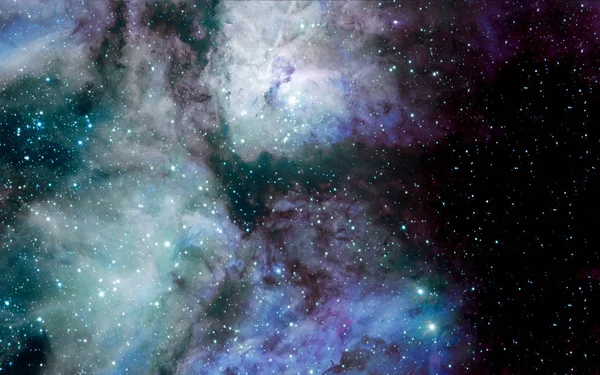 Estrelas, poeira e nebulosa de gás em um fundo espacial distante galáxia. Ste — Fotografia de Stock