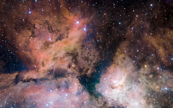 Nebulosa de estrellas, polvo y gas en un fondo espacial de galaxias lejanas. Ste. — Foto de Stock