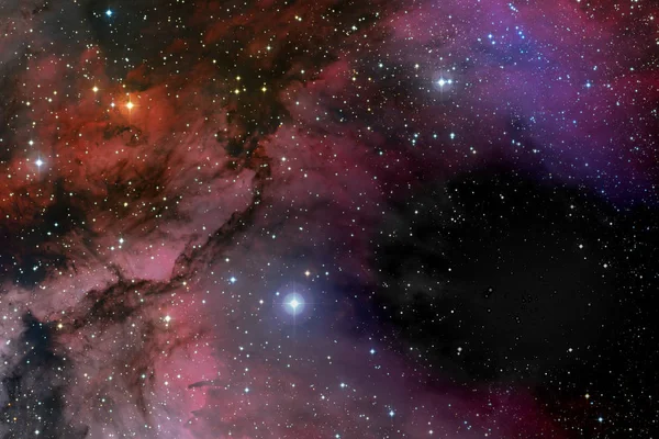 Stjärnor, damm och gas nebulosa i en avlägsen galax rymdbakgrund. Ste — Stockfoto