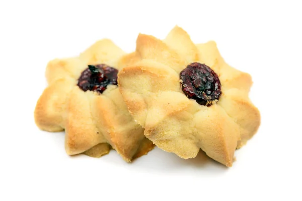 Zelfgemaakte paar jam koekjes geïsoleerd — Stockfoto