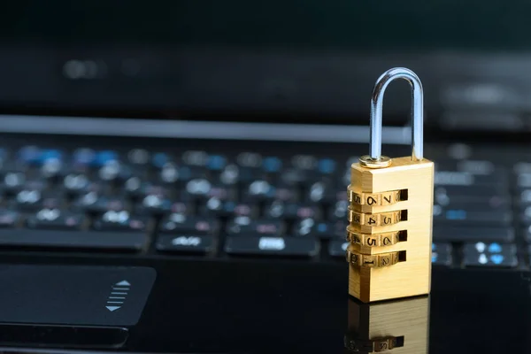 Lock on notebook. Cyber safety concept — Stock Photo, Image