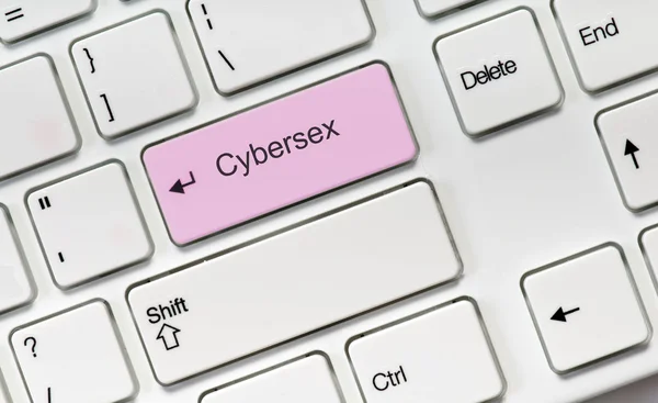 Cybersex rózsaszín kulcs gomb Online szex koncepció — Stock Fotó