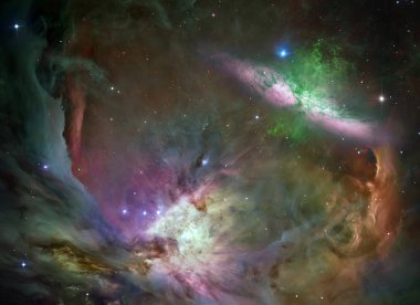 Nebula ve galaksiler uzayda. Soyut evren arkaplanı