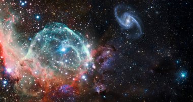 Nebula ve galaksiler uzayda. Soyut evren arkaplanı