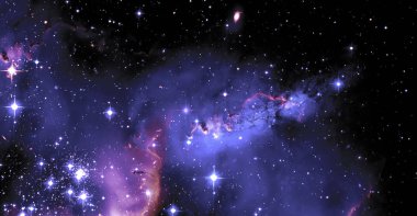 Nebula ve galaksiler uzayda. Soyut evren arkaplanı