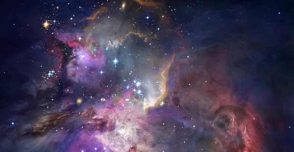 Nebulosa e galáxias no espaço. Fundo de cosmos abstrato — Fotografia de Stock