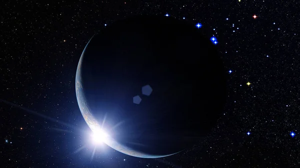 Planet Erde. abstrakter kosmischer Hintergrund. Weltraum-Sonnenaufgang — Stockfoto