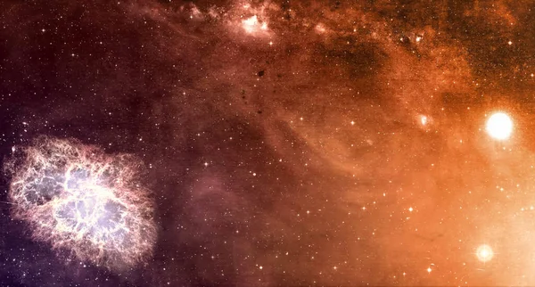 Kosmiczne tło mgławicy supernowej i pola gwiazd — Zdjęcie stockowe