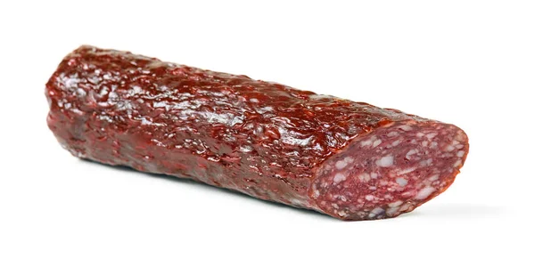 Salami rökt korv stick isolerad — Stockfoto