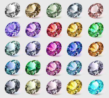 illustration set of precious stones of different  colors clipart