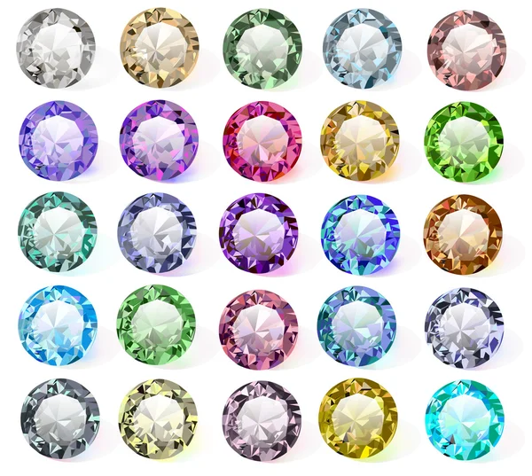 Illustration set of precious stones of different  colors — Stock Vector