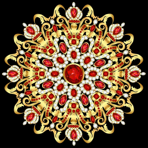 Broche Mandala joyas, elemento de diseño . — Archivo Imágenes Vectoriales