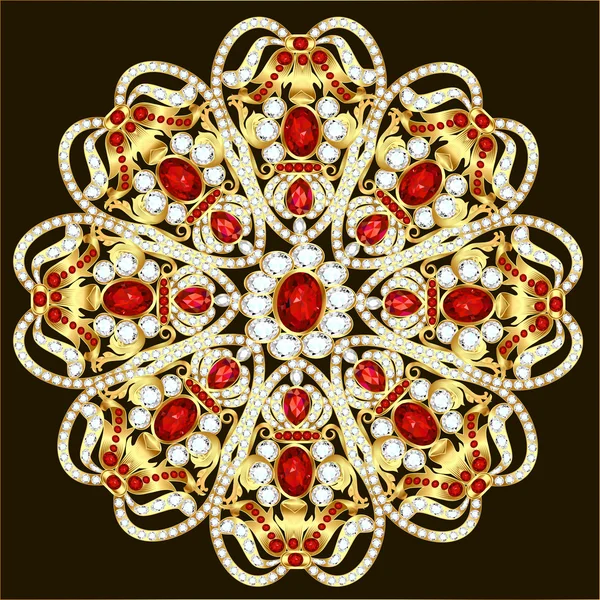 Broche Mandala joyas, elemento de diseño . — Archivo Imágenes Vectoriales