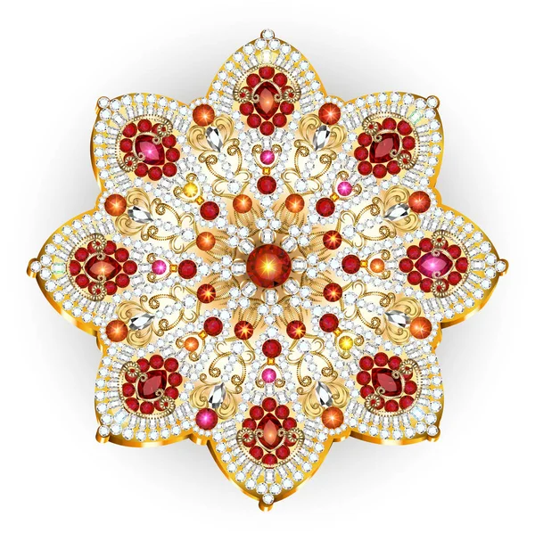 Mandala broche sieraden, design element. Geometrische vintage ornam — Stockvector