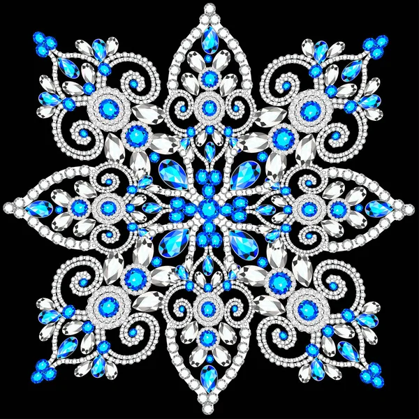 Natal floco de neve cristal precioso. Bijuteria bonita, medalli — Vetor de Stock