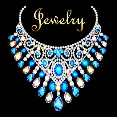 Değerli taşlı bir kadın kolyesinin resmi.