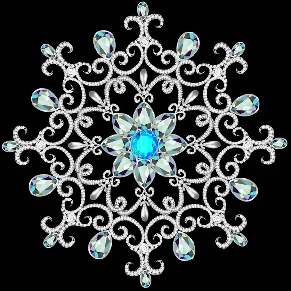 Cristal de copo de nieve de Navidad precioso. Hermosas joyas, medalli — Vector de stock