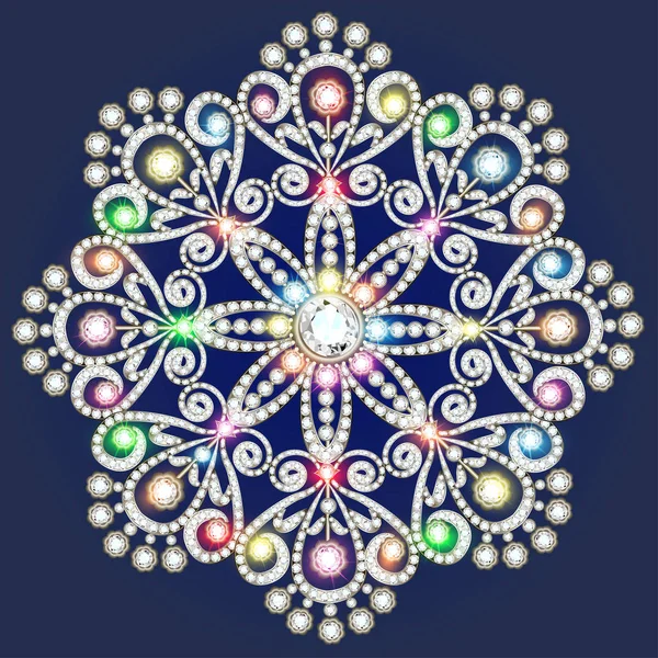 Cristal de copo de nieve de Navidad precioso. Hermosas joyas, medalli — Vector de stock