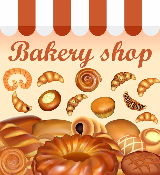 Illustration background store of bread and baking fresh bread se — Stock Vector