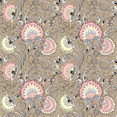 çiçekler ve berrie illüstrasyon sorunsuz arka plan boyalı