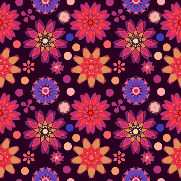 图无缝背景与精致的彩色花朵 — 图库矢量图片