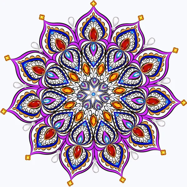 Mandala broche sieraden, ontwerpelement. — Stockvector