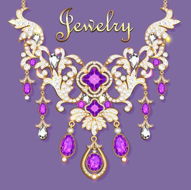 Değerli taşlı bir kadın kolyesinin resmi.