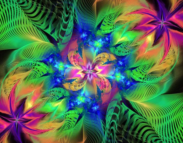 Illustration fractale de fond lumineux avec ornement floral — Photo