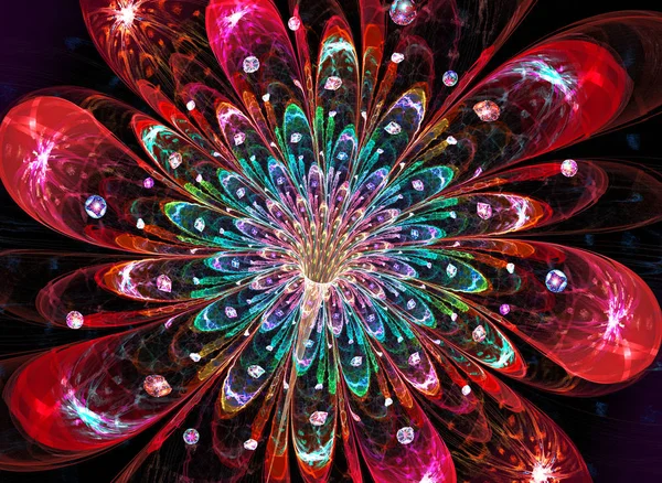 Fraktal resimde arka plan parlak fantastik güzel flowe — Stok fotoğraf