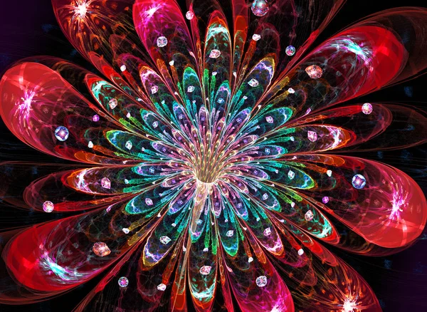 Fractal ilustración fondo brillante fantástico hermoso flowe —  Fotos de Stock