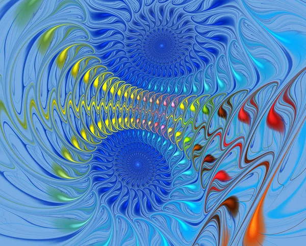 Ilustración de un fondo fractal adorno espiral azul —  Fotos de Stock