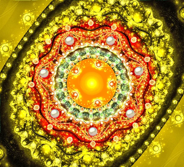Fraktale Darstellung des hellen Hintergrundes mit floralem Ornament — Stockfoto