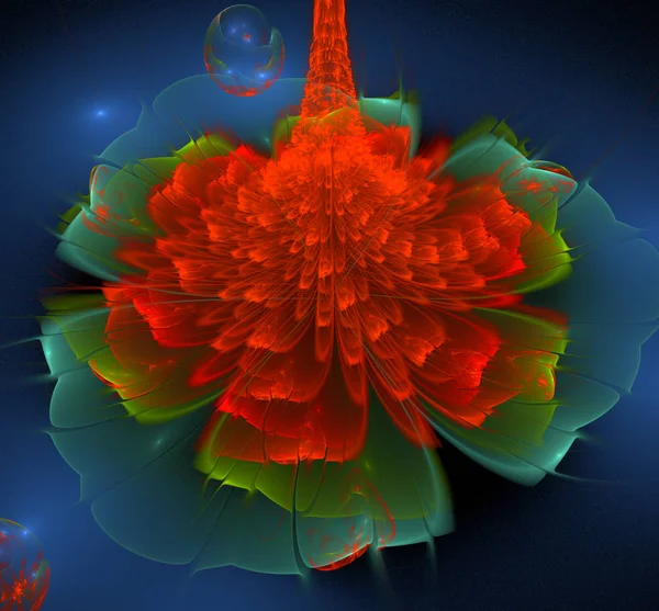 Bir fraktal fantastik parlak parlak çiçek çizimi — Stok fotoğraf