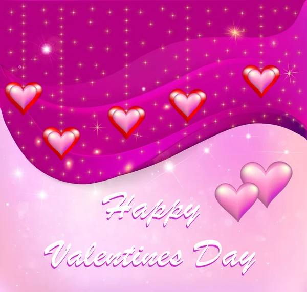 Cartão de ilustração Feliz Dia dos Namorados com corações e onda — Vetor de Stock