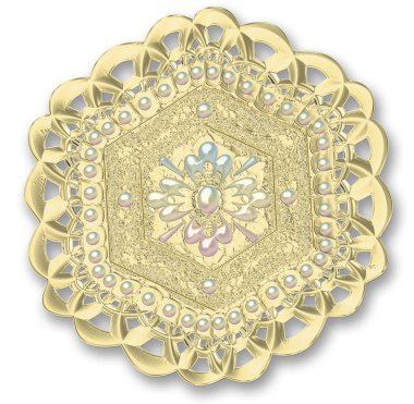 Resimde fraktal broş ile değerli taşlar