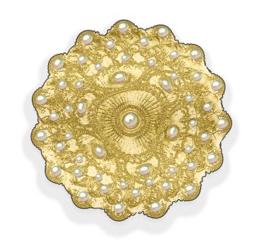 Resimde fraktal broş ile değerli taşlar