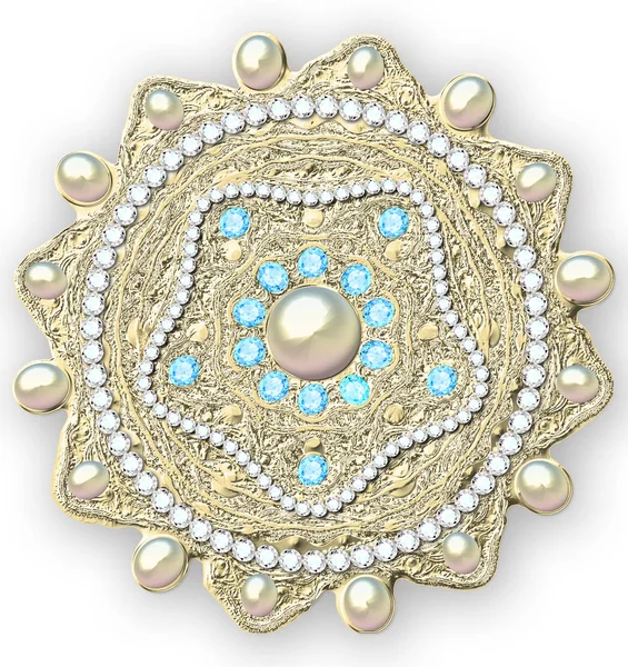 Illustratie fractal broche met edelstenen — Stockfoto