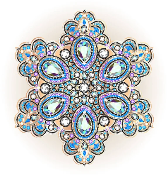 Spilla Mandala gioiello, elemento di design. Ornamento geometrico vintage — Vettoriale Stock