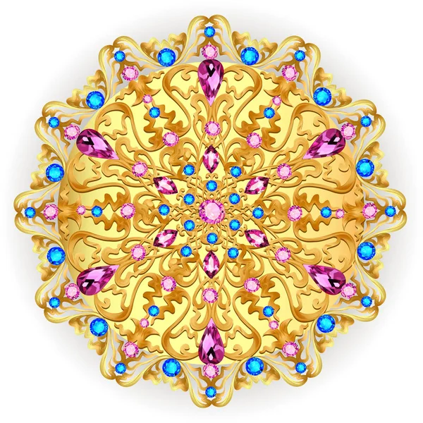 Joyas broche Mandala, elemento de diseño. Geométrica vintage ornam — Archivo Imágenes Vectoriales