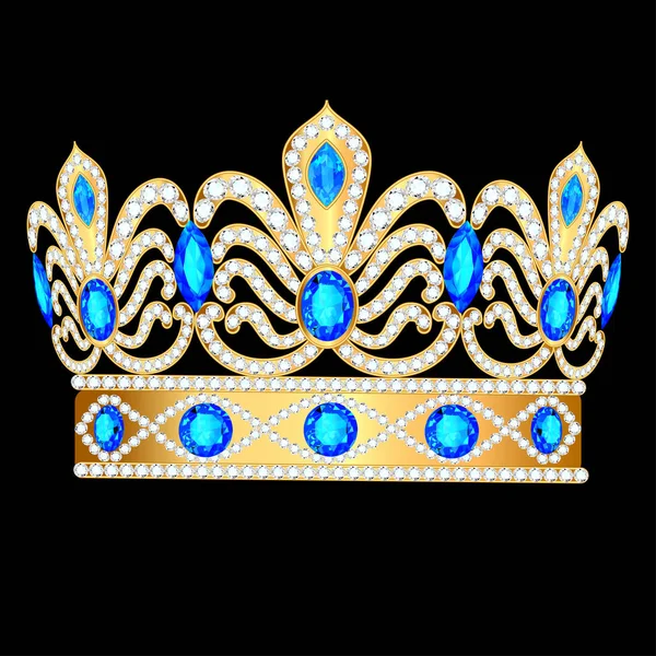 Illustration couronne royale d'or avec un ornement et st précieux — Image vectorielle