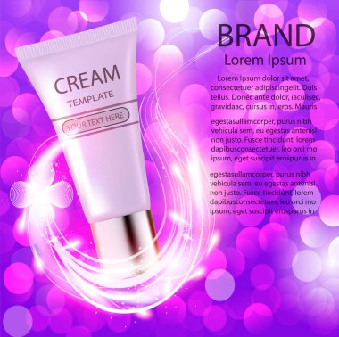 Parlak arka plan illüstrasyon reklam kozmetik krem 
