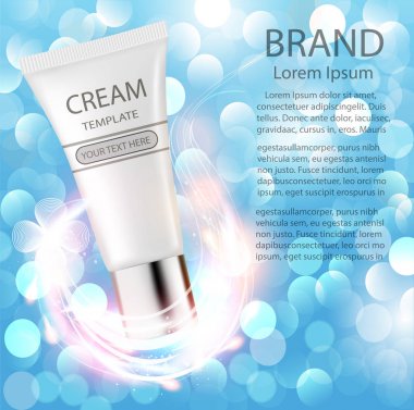 Parlak arka plan illüstrasyon reklam kozmetik krem 
