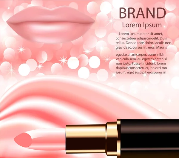 Illustration de la publicité cosmétique décorative lèvres rouge à lèvres s — Image vectorielle