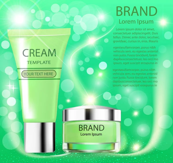 Afbeelding reclame cosmetica crème fonkelende achtergrond — Stockvector