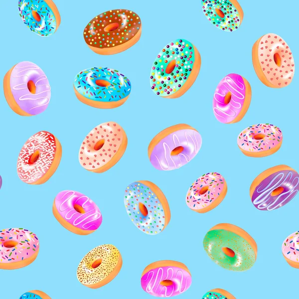 Ilustração de um fundo sem costura com donuts com uma fruta g —  Vetores de Stock