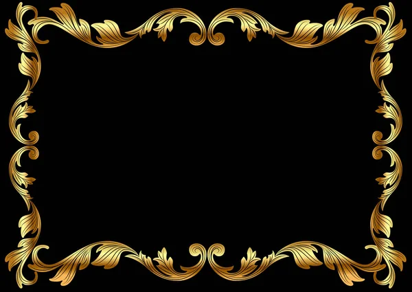 Afbeelding achtergrond frame met plantaardige gold(en) patroon — Stockvector