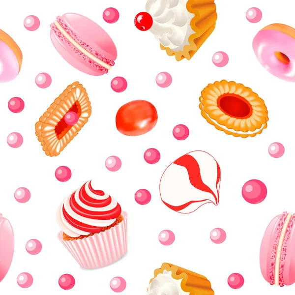 Illustrazione sfondo senza soluzione di continuità con biscotti alla frutta con gelatina — Vettoriale Stock