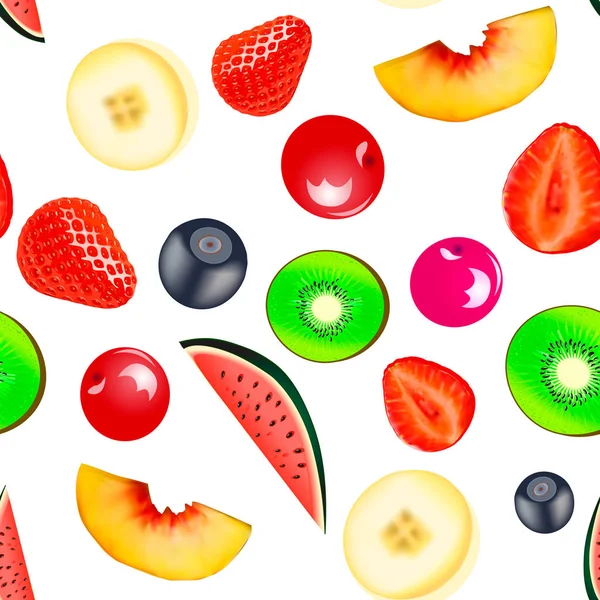 Illustration Hintergrund nahtlose Vegetarier mit Früchten und Berr — Stockvektor