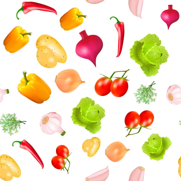 Illustration Hintergrund nahtlose Vegetarier mit Gemüse Kohl — Stockvektor